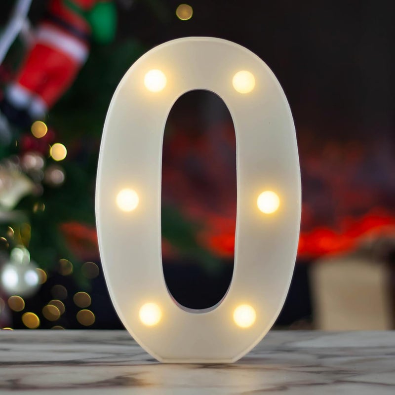 SKYPHAROS LED Marquee Numbers, 0-9 Light Up Letters, Battery Powered LED Letter Lights for Birthday Party, Christmas Night, Home, Bar, Graduation, Wedding Decoration(0) - Image 1